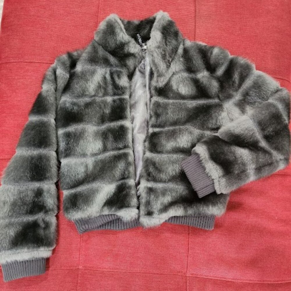 DIVIDED by H&M | Faux Fur Grey Bomber Jacket (Size 6)